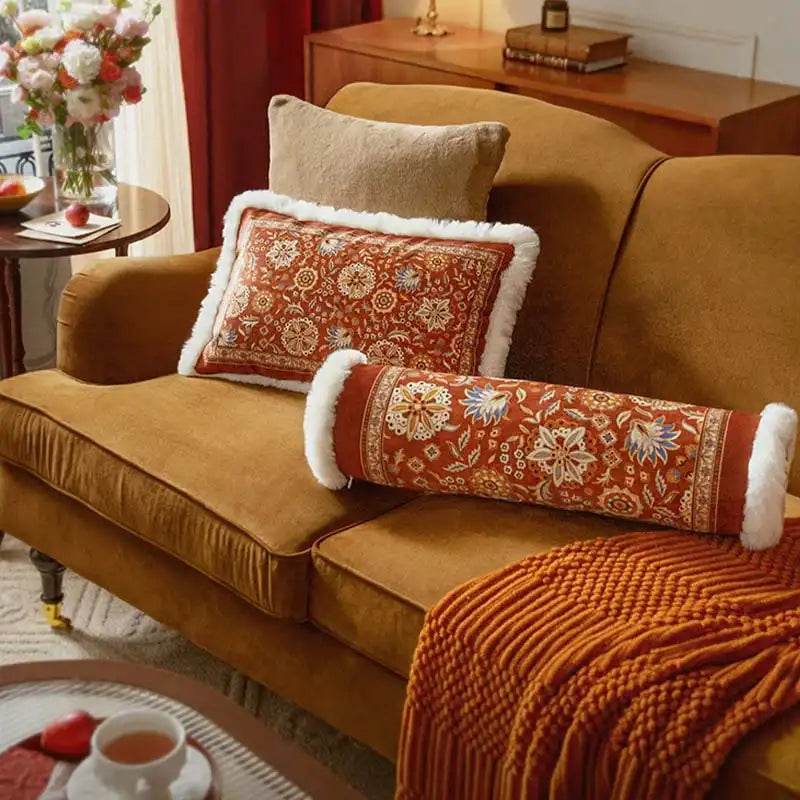 Chinoiserie Original Short Plush Throw Pillow Joyful Red Celebration - SinoCultural -- SJZBZ022RD01
