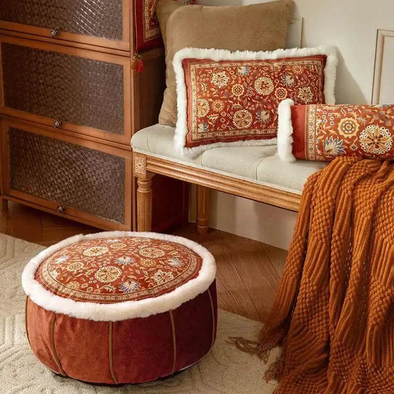 Chinoiserie Original Short Plush Throw Pillow Joyful Red Celebration - SinoCultural -- SJZBZ022RD01