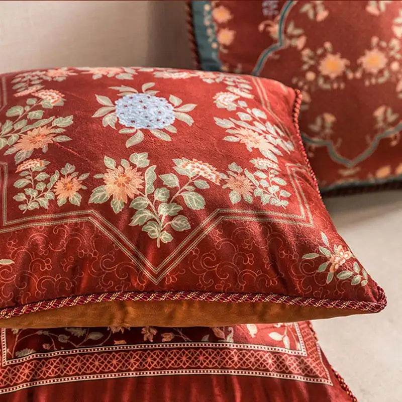 Chinoiserie Red Elegance Wedding Sofa Pillow Cushion - SinoCultural -- SJZBZ044A01 -