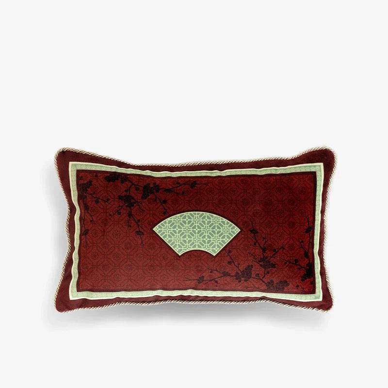Chinoiserie Plum Blossom Bamboo Pillow Cushion - SinoCultural -- SJZBZ045A01 -