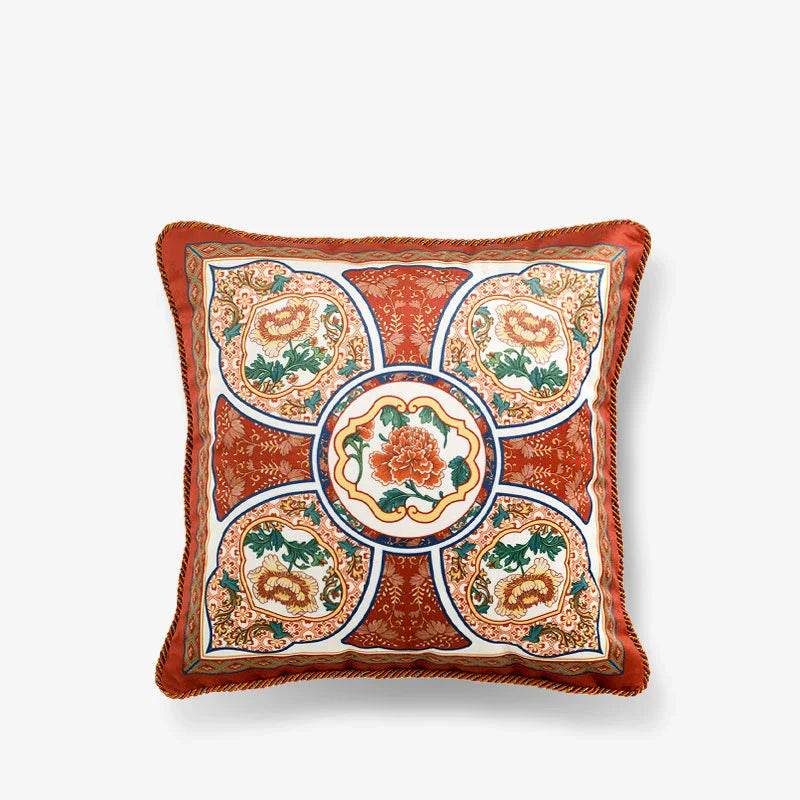Chinoiserie Red-Yellow Classic Retro Luxurious Throw Pillow - SinoCultural