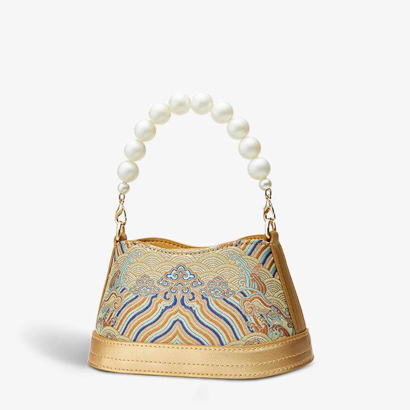 Shu Embroiderey Pearl Beaded Bucket Bag - SinoCultural -- P120550