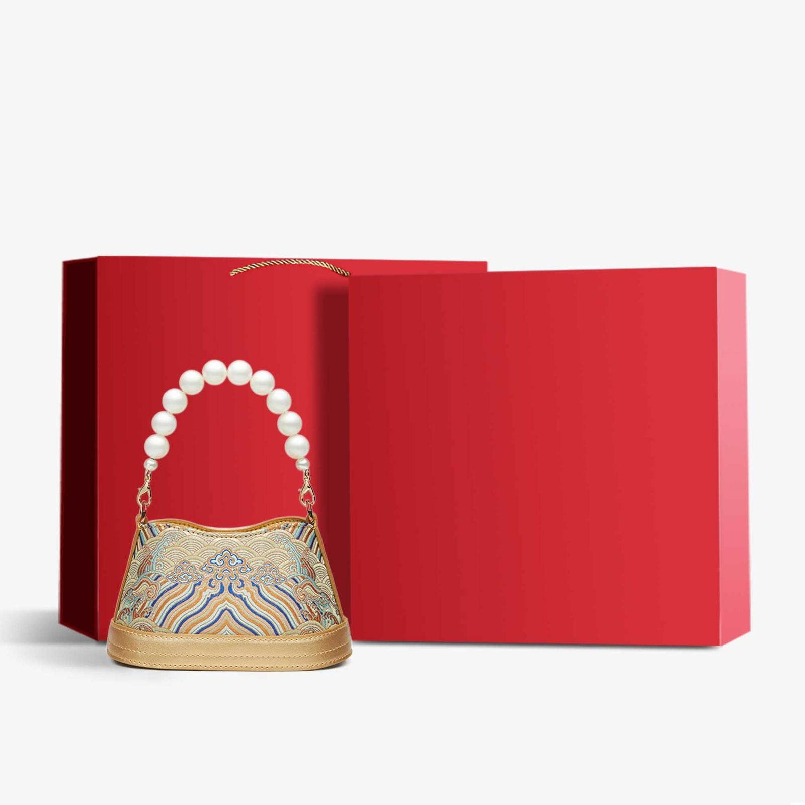 Shu Embroiderey Pearl Beaded Bucket Bag - SinoCultural -- P120550