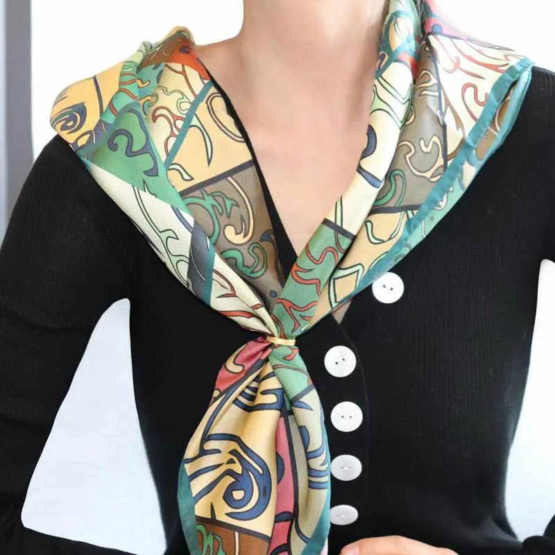 Vintage Silk and Wool Scarf Cloud Pattern 87x87cm & 100x100cm - SinoCultural -- LS058-2