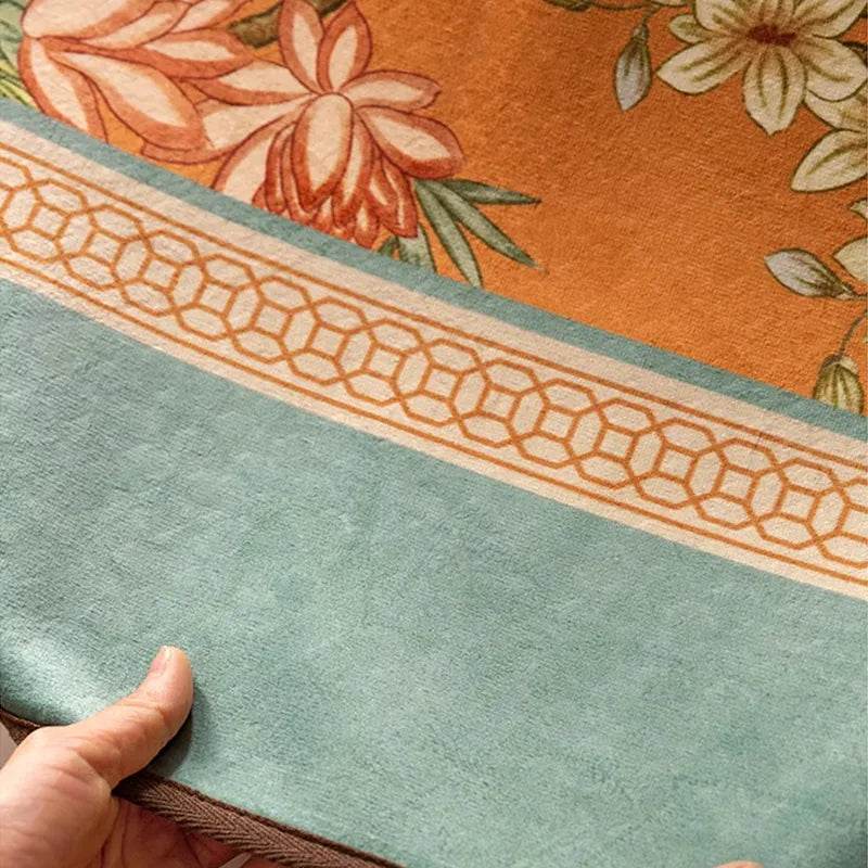 Chinoiserie Vintage Orange Mountain Bird Hydrangea Sofa Slipcover - SinoCultural -- S0C001A9090