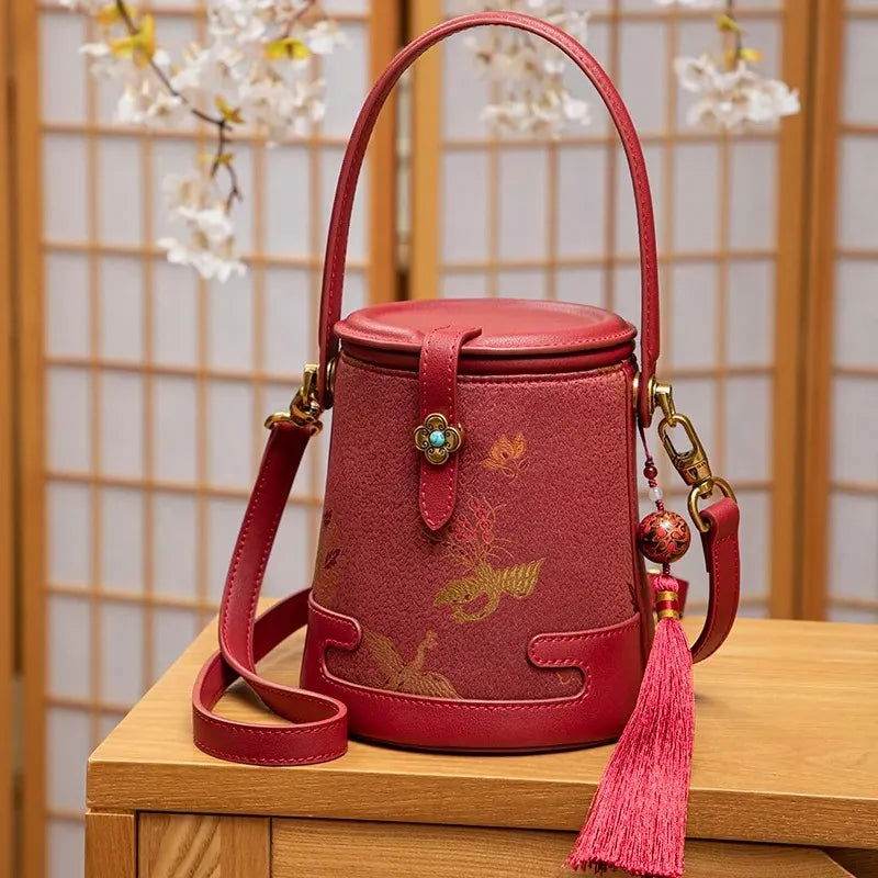 Song Brocade Fragrant Cloud Silk Bucket Bag - SinoCultural -- KM-0216-M2