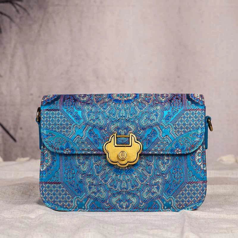 Song Brocade Leather Luxurious Clutch Handbag - SinoCultural -- W2144-3