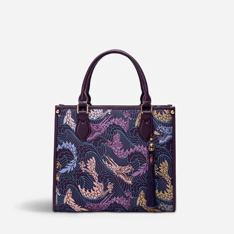 Song Brocade New Chinese Style Retro Purple Tote Bag Large Capacity