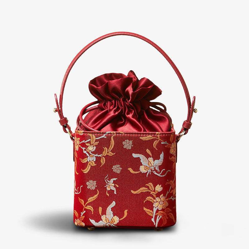 Song Brocade New Chinese Style Cube Bucket Bag - SinoCultural -- P17061302-1