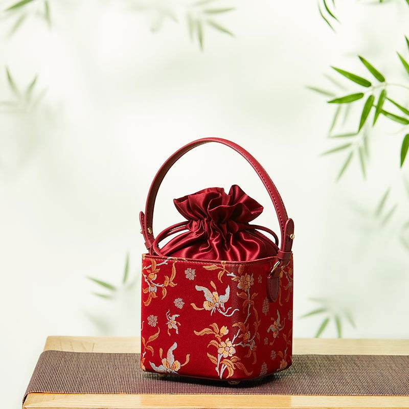 Song Brocade New Chinese Style Cube Bucket Bag - SinoCultural -- P17061302-1