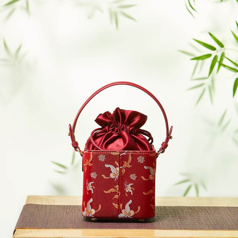 Song Brocade New Chinese Style Cube Bucket Bag - SinoCultural -- P17061302-1