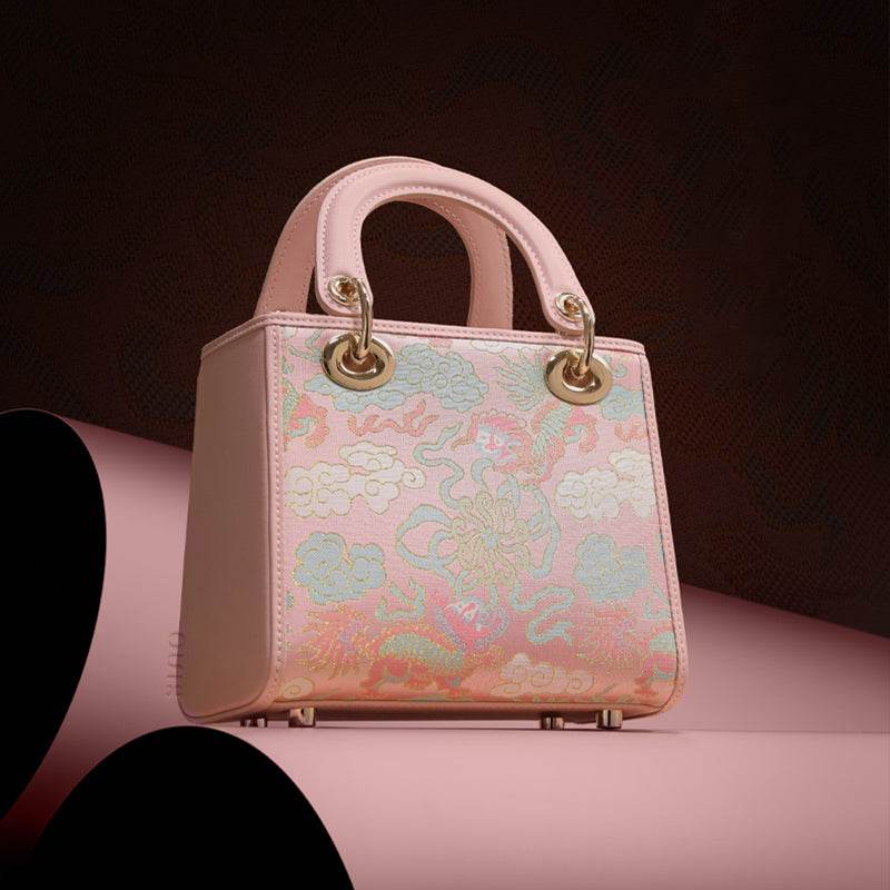Song Brocade Retro Crossbody Handbag Lion Playing with Ball Pattern - SinoCultural -- P12065302-2