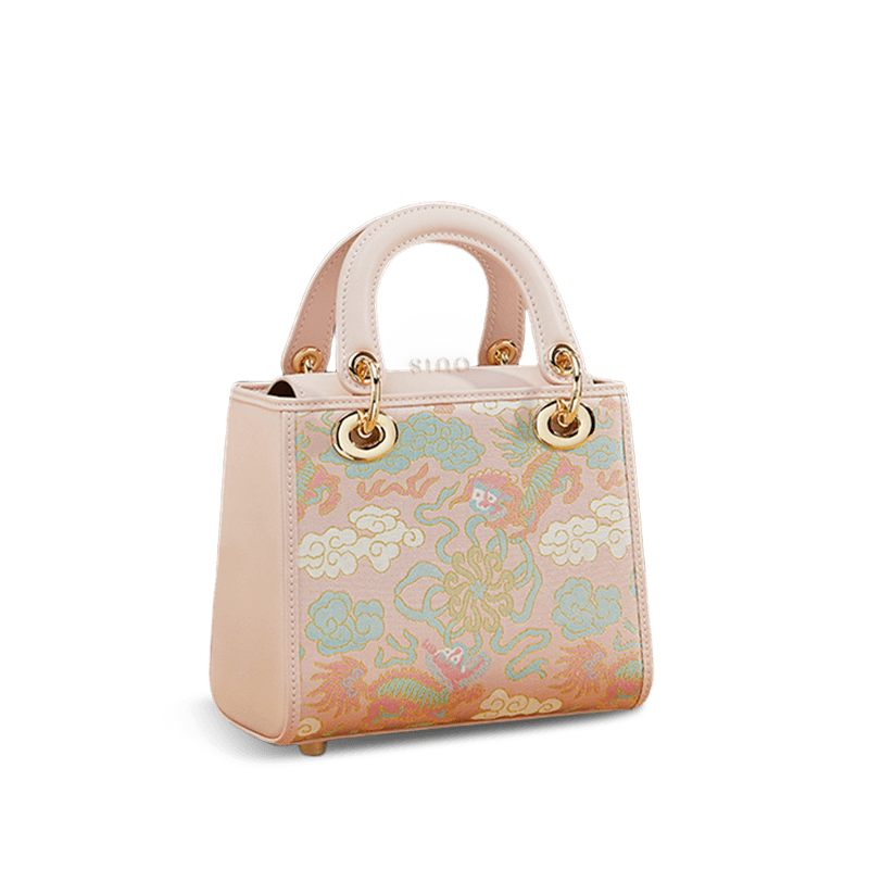Song Brocade Retro Crossbody Handbag Lion Playing with Ball Pattern - SinoCultural -- P12065302-2