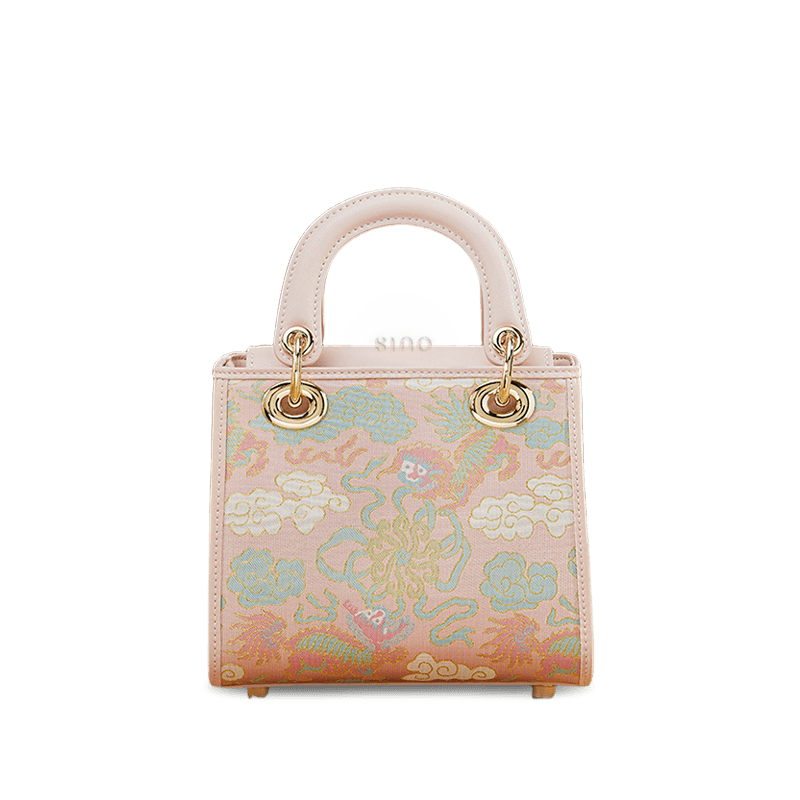 Song Brocade Retro Crossbody Handbag Lion Playing with Ball Pattern - SinoCultural -- P12065302-2