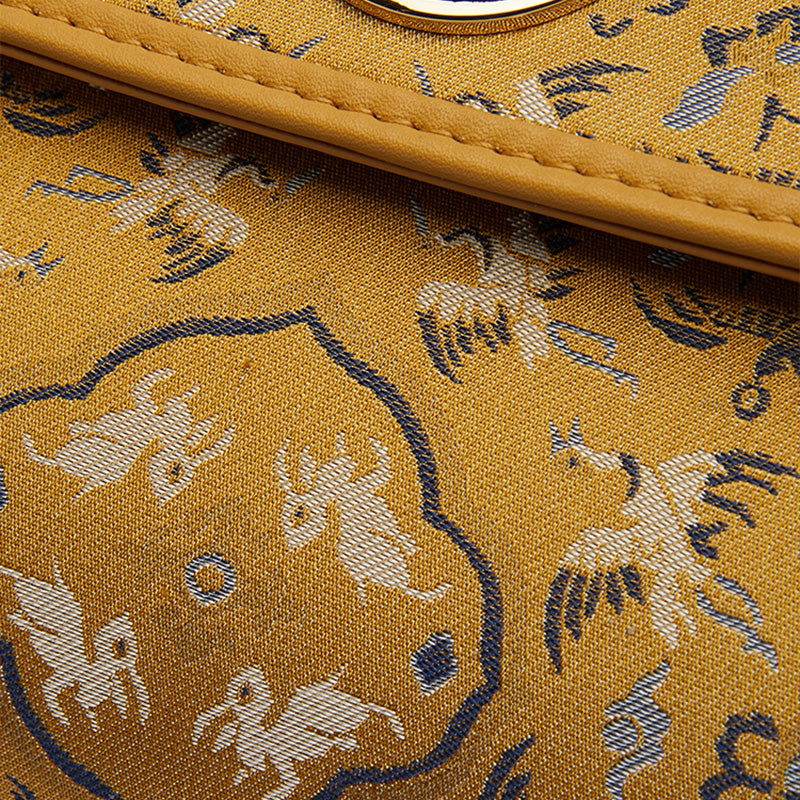 Song Brocade Silk Bamboo Handle Handbag - SinoCultural -- P170079KH-2