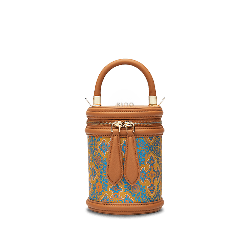 Song Brocade Vintage Bucket Bag Crossbody Bag Four Harmonies and Ruyi Pattern - SinoCultural -- P110179