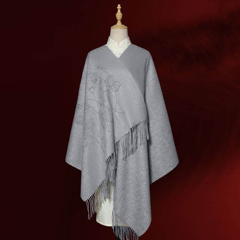 Handcrafted Su Embroidery Cashmere Scarf Luxury Gift Box 200x70cm - SinoCultural -- HYFSJ013-3