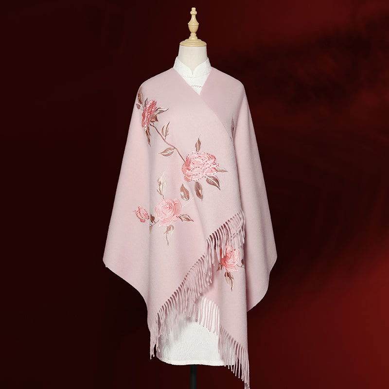 Handcrafted Su Embroidery Cashmere Scarf Luxury Gift Box 200x70cm - SinoCultural -- HYFSJ013-3
