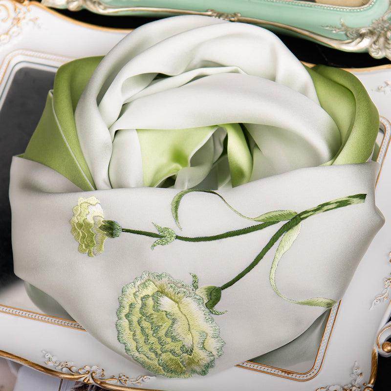 Handcrafted Suzhou Embroidery Silk Scarf 100% Mulberry Silk 155x35cm - SinoCultural -- HYFSJ010-1