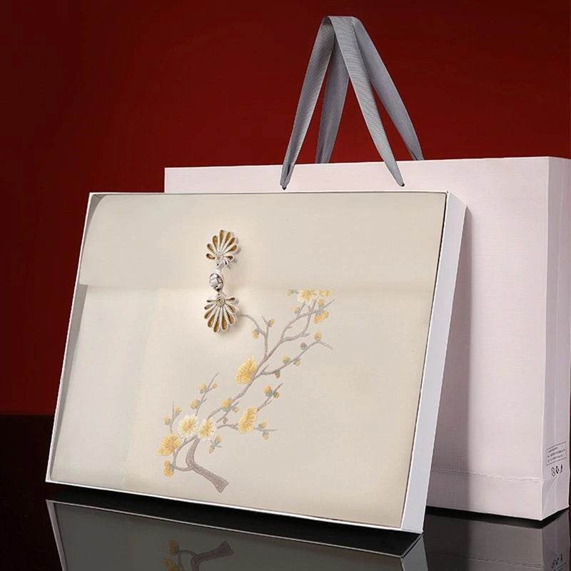 Handcrafted Su Embroidery 16 Momme Silk Scarf Shawl 190x65cm - SinoCultural -- LS062-2