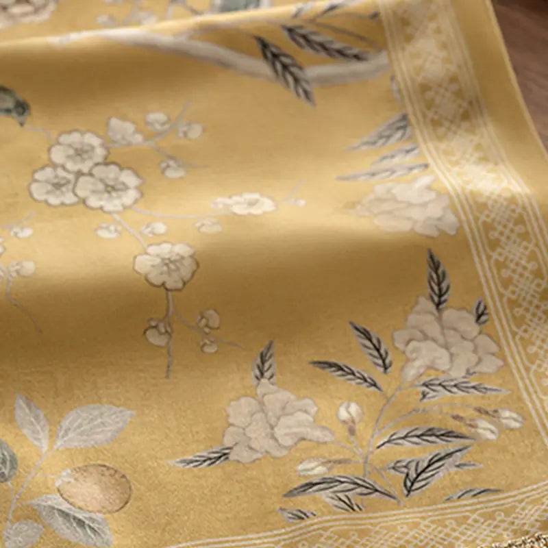 Chinoiserie Traditional Golden Autumn Table Runner - SinoCultural -- TR014Y160 -