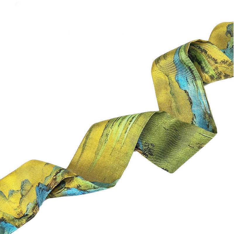 Mulberry Silk 16 Momme Chinese Painting Silk Twilly Scarf 120x5cm - SinoCultural -- LS008