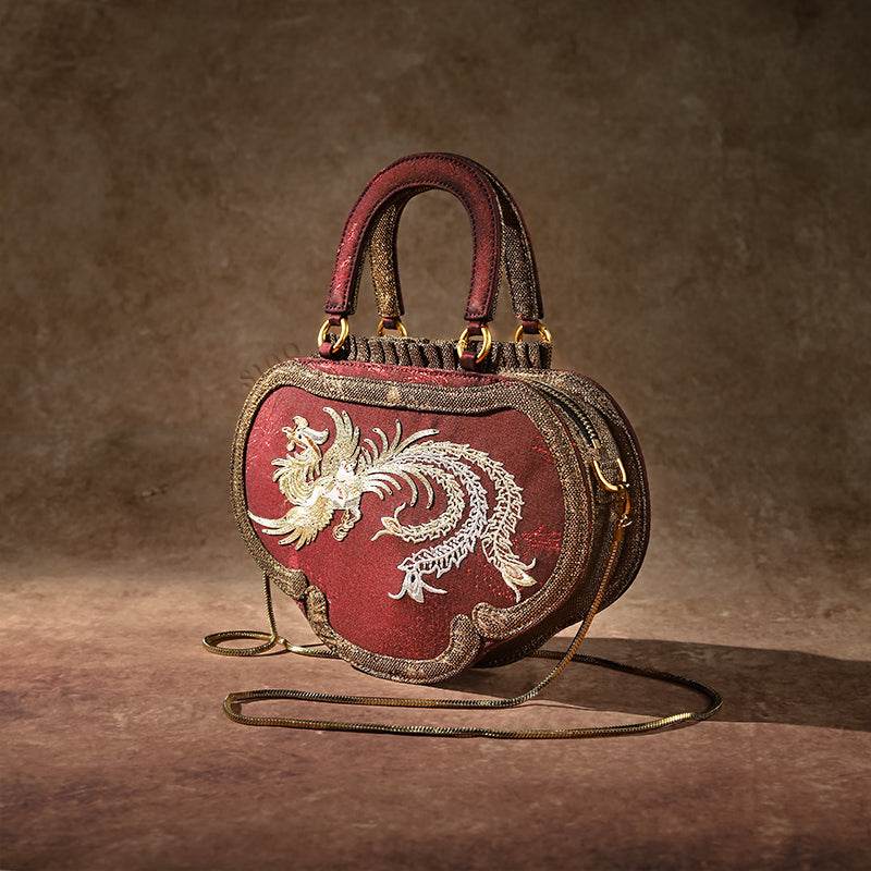 Ultra-Light Ruyi Phoenix Embroidery Handbag Recycled Fabric with Hualuo Silk 205g - SinoCultural -- GD1212