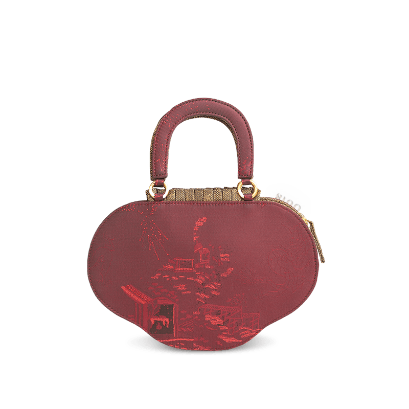 Ultra-Light Ruyi Phoenix Embroidery Handbag Recycled Fabric with Hualuo Silk 205g - SinoCultural -- GD1212