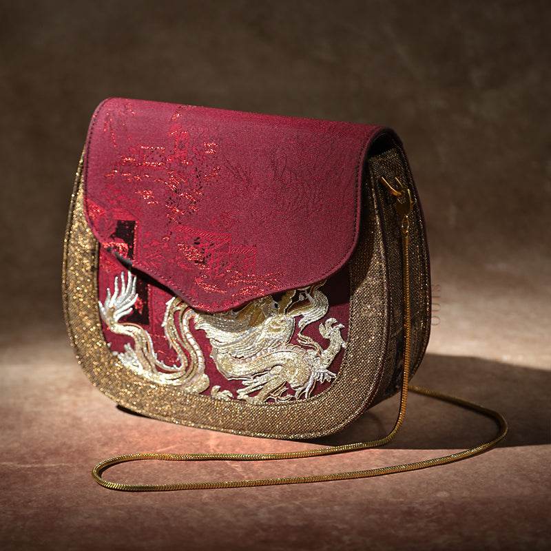 Ultra-Light Saddle Loong Embroidery Bag Recycled Fabric with Hualuo Silk 216g - SinoCultural -- GD1201
