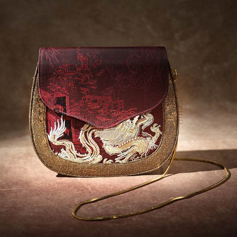 Ultra-Light Saddle Loong Embroidery Bag Recycled Fabric with Hualuo Silk 216g - SinoCultural -- GD1201