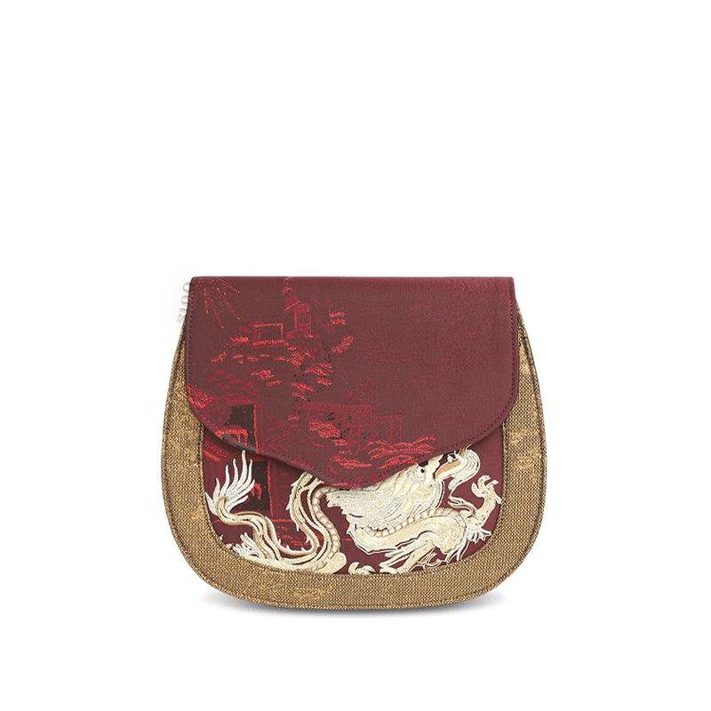 Ultra-Light Saddle Loong Embroidery Bag Recycled Fabric with Hualuo Silk 216g - SinoCultural -- GD1201