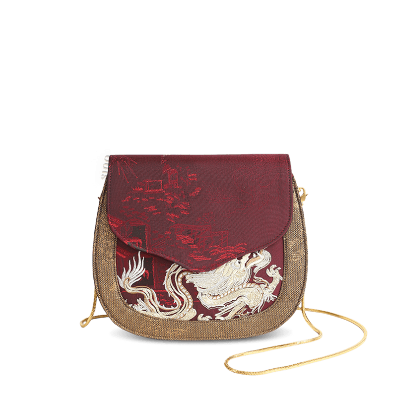 Ultra-Light Saddle Loong Embroidery Bag Recycled Fabric with Hualuo Silk 216g - SinoCultural -- GD1201