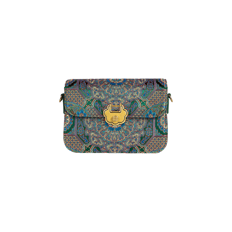 Song Brocade Leather Luxurious Clutch Handbag - SinoCultural -- W2144-1 -