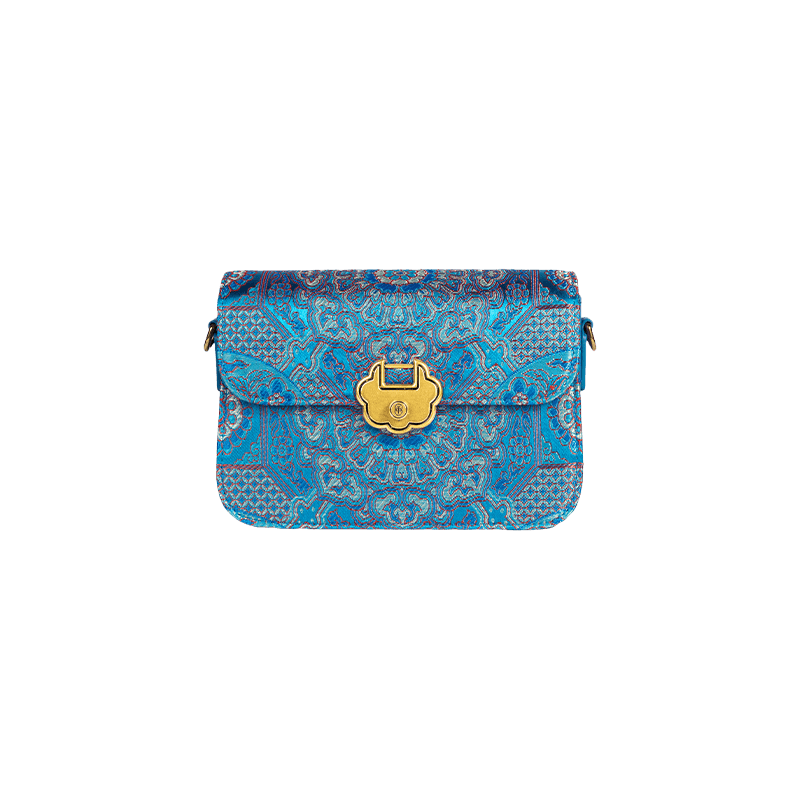 Song Brocade Leather Luxurious Clutch Handbag - SinoCultural -- W2144-3