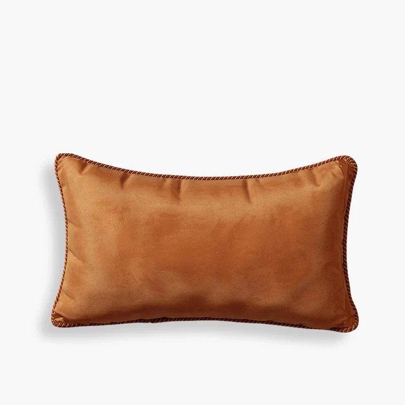 Chinoiserie Floral Short Plush Lumbar Pillow Orange Chirp - SinoCultural -- WP007A01
