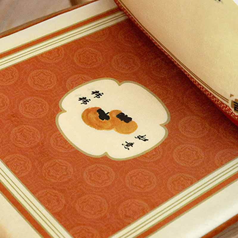 Chinoiserie Auspicious Wishes Dining Chair Cushion Persimmons Blessings - SinoCultural -- WP047A38 -