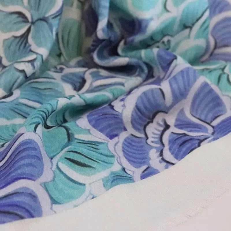 100% Wool Winter Square Scarf Elegant Peony 100x100cm - SinoCultural -- LS059