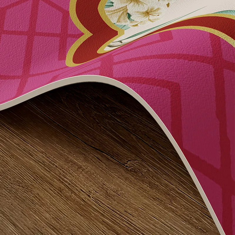 Wrinkle-resistant kitchen mat maintains shape when bent, ideal for curved surfaces.