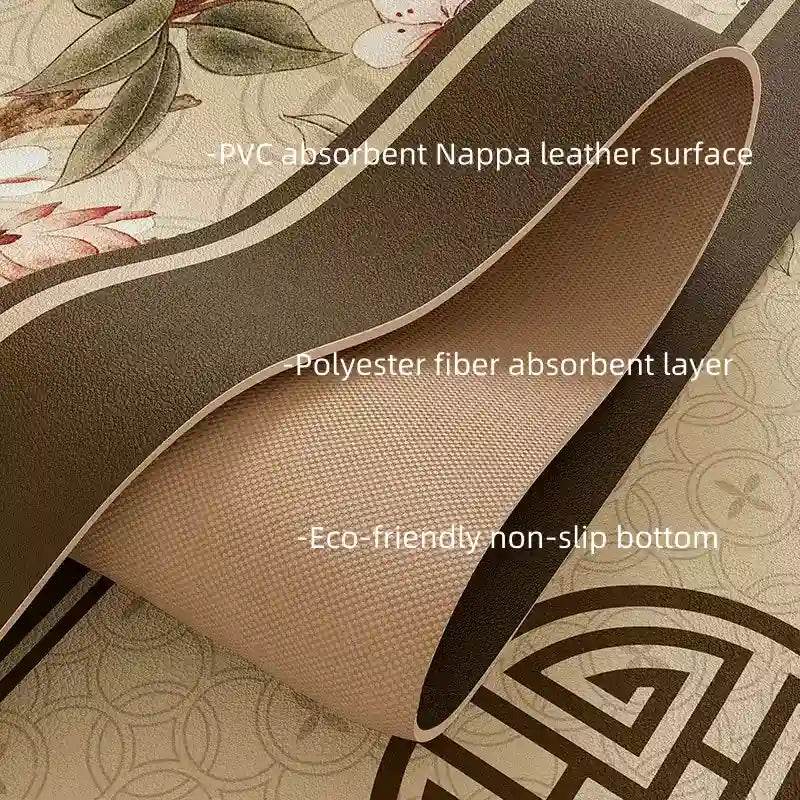 Chinoiserie Absorbent Bathroom Mat Anti-Slip Fan-Shaped Rug - SinoCultural -- LZ006A80