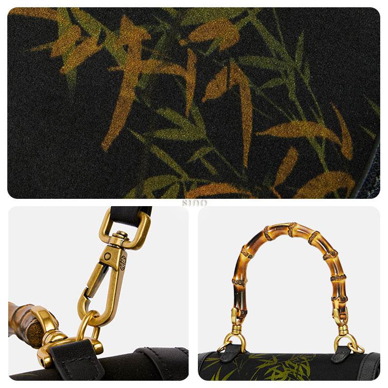 Xiangyunsha Print Crossbody Bamboo Handle Bag for Women - SinoCultural -- P110607 -
