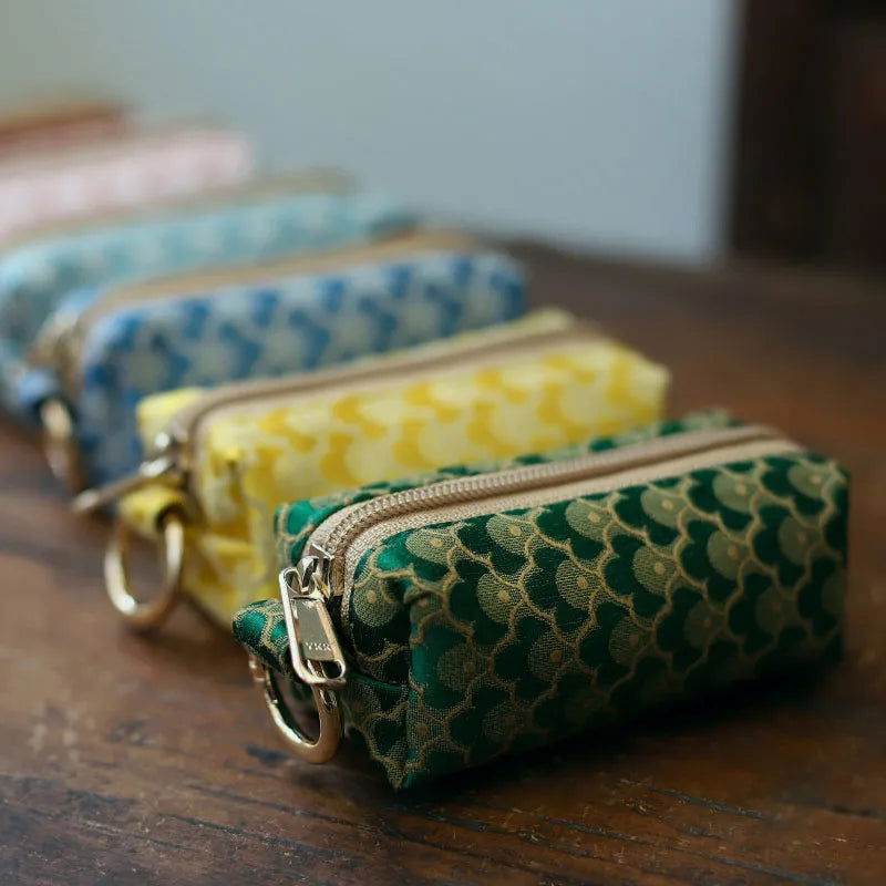 Yunjin Fabric Coin and Key Holder Mini Pouch Wallet - SinoCultural -- PWCD188-2 -
