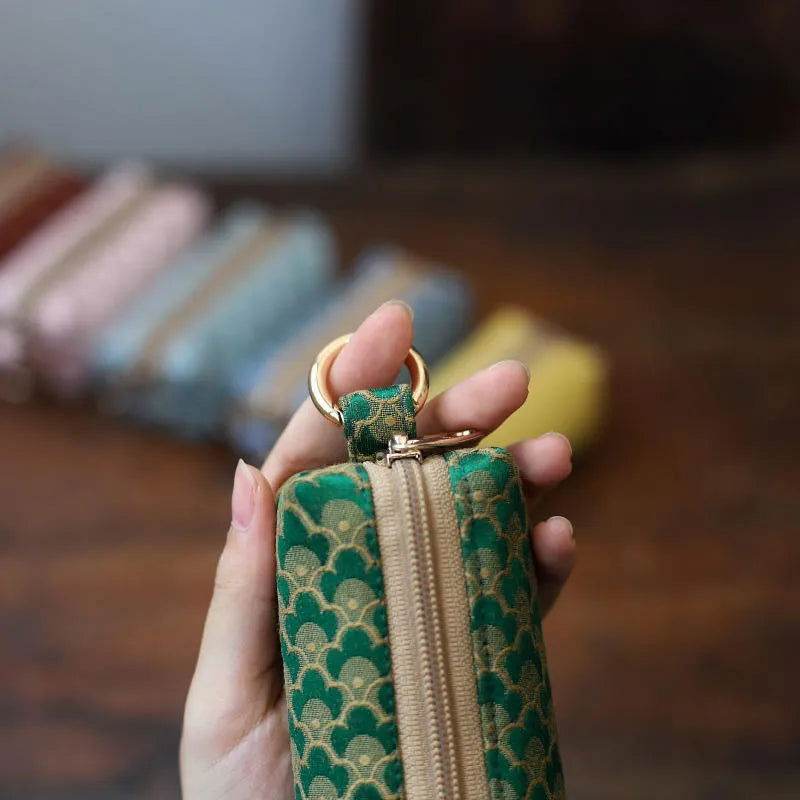 Yunjin Fabric Coin and Key Holder Mini Pouch Wallet - SinoCultural -- PWCD188-2 -