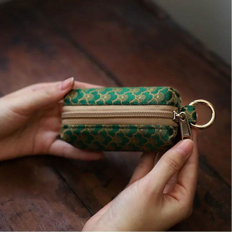 Yunjin Fabric Coin and Key Holder Mini Pouch Wallet - SinoCultural -- PWCD188-2 -