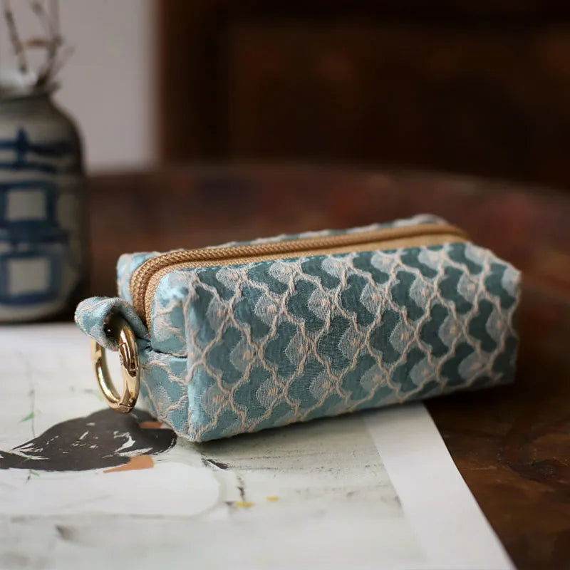 Yunjin Fabric Coin and Key Holder Mini Pouch Wallet - SinoCultural -- PWCD188-2 -