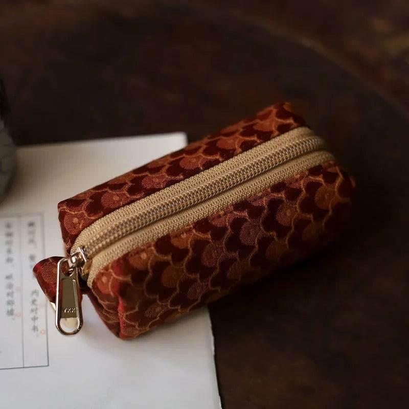 Yunjin Fabric Coin and Key Holder Mini Pouch Wallet - SinoCultural -- PWCD188-2 -