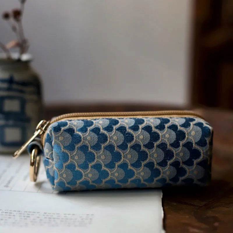 Yunjin Fabric Coin and Key Holder Mini Pouch Wallet - SinoCultural -- PWCD188-2 -
