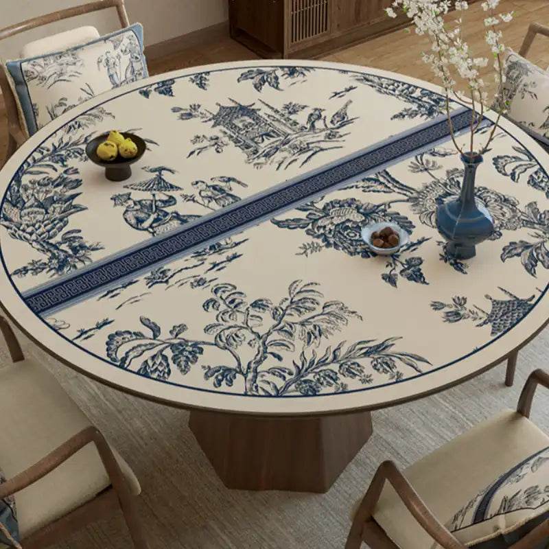 Chinoiserie Blue and White PVC Round Table Mat - SinoCultural -- TM018A50