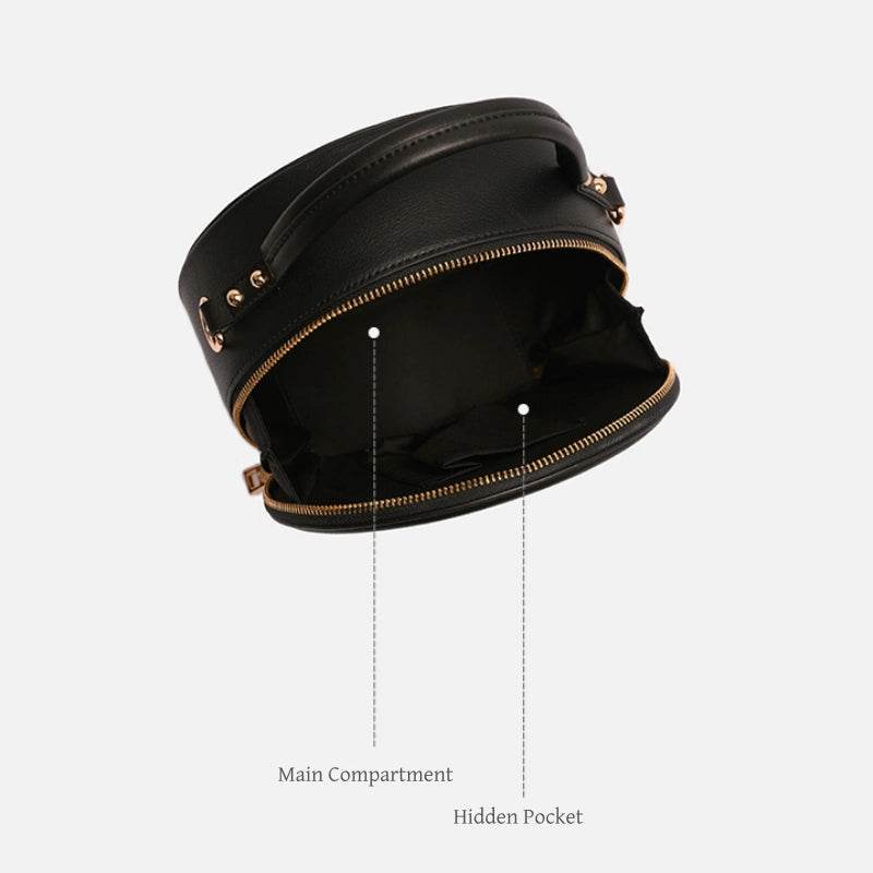 Embroidery Leather Round Handbag High Luxury Royal Gold Peony - SinoCultural -- P110171