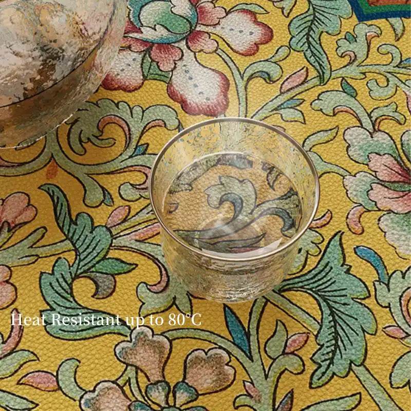 2-Piece Chinoiserie Retro Washable Custom Coffee Coasters Table Mat - SinoCultural -- TM046A40