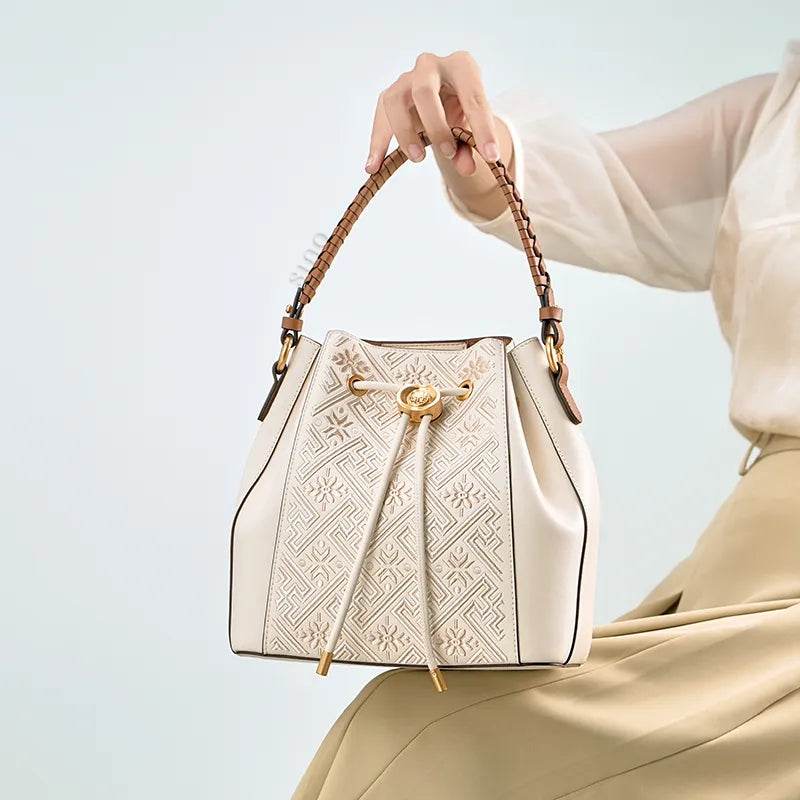 Luxury Traditional Wanj Pattern Embroidered Leather Convertible Backpack & Tote - SinoCultural -- P120776